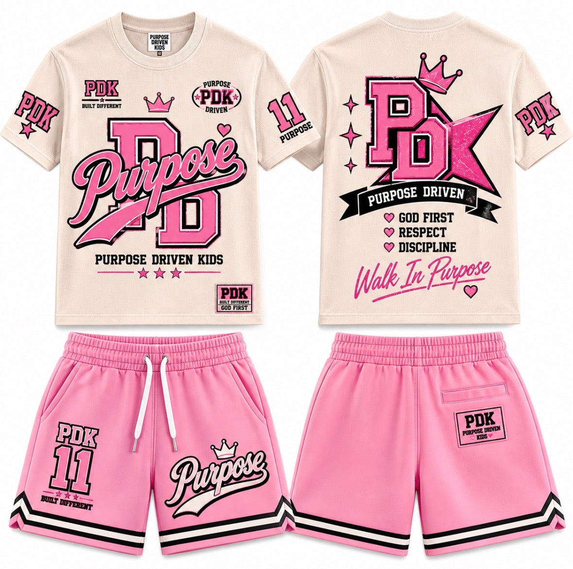 Purpose Driven Girls Set Cream/Pink